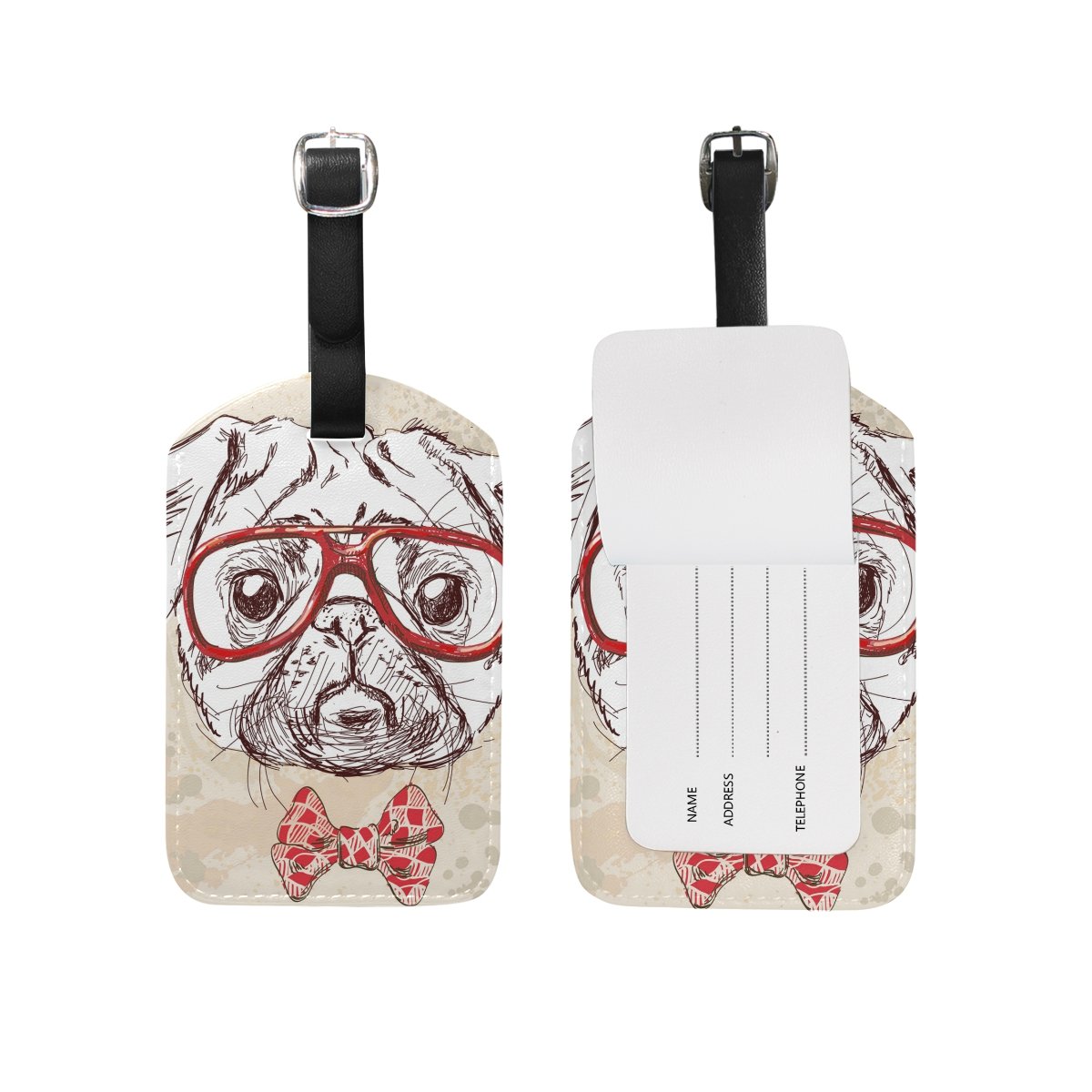 JSTEL Custom Engraved Dog ID Tags - Durable Pet Luggage Tags for Travel, Suitcase Labels with Privacy Cover - Perfect for Airports, Hotels & Pet Travel Accessories