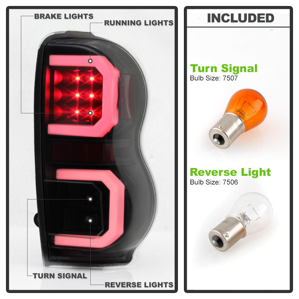 ACANII Smoked LED Tail Lights for 2004-2009 Dodge Durango - Black Housing Brake Lamp Assembly Pair (Driver & Passenger Side) - Enhanced Visibility & Style for Night Driving & Off-Road Adventures