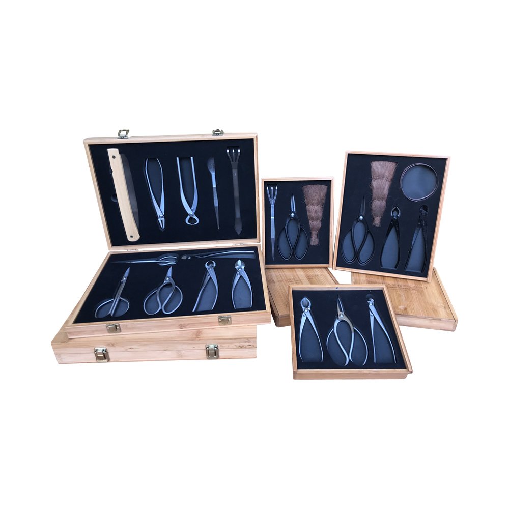 Premium Bonsai Tool Kit 3-Piece Set with Traditional Butterfly Shears, Concave Cutter & Wire Cutter | Includes Bamboo Storage Case | Perfect for Bonsai Pruning, Shaping & Maintenance | Ideal for Beginners & Professional Gardeners