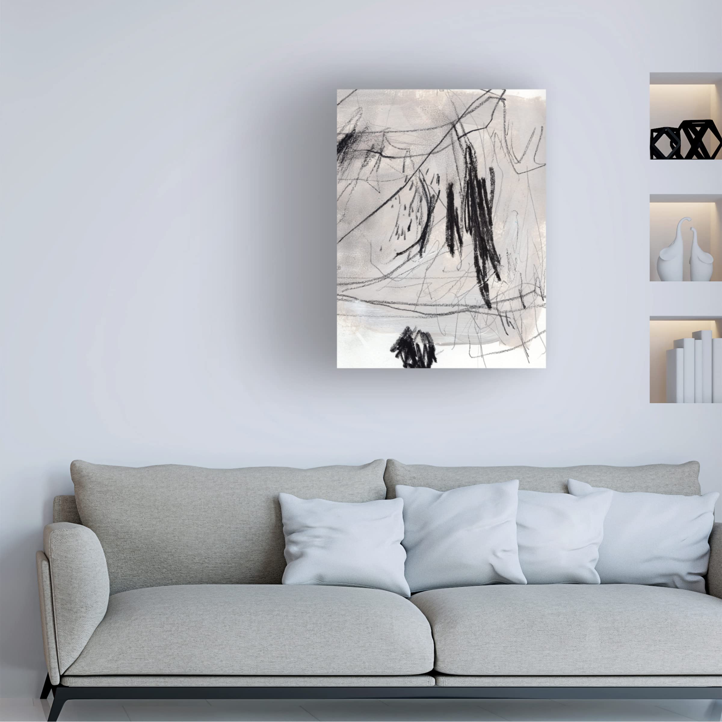 Trademark Fine Art 'Charcoal Waltz II' Canvas Wall Art by Jennifer Paxton Parker - Modern Abstract Painting for Living Room, Bedroom & Office Decor