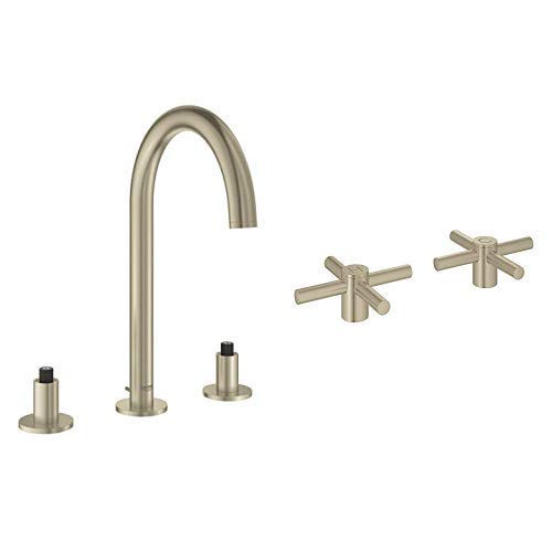GROHE Atrio Widespread Two-Handle Low Arc Bathroom Faucet - Modern Chrome Finish for Vanity Sinks, Perfect for Home & Hotel Bathroom Renovations