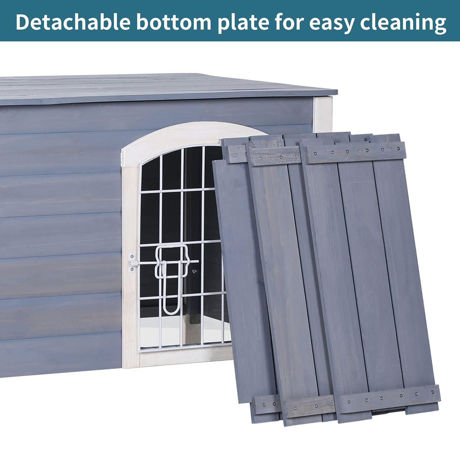 Petsfit Small Indoor Wooden Dog House with Elevated Floor & Anti-Slip Bottom - 31.5''L×21.5''W×21''H - Cozy Shelter for Small Dogs in Apartments, Living Rooms & Backyards
