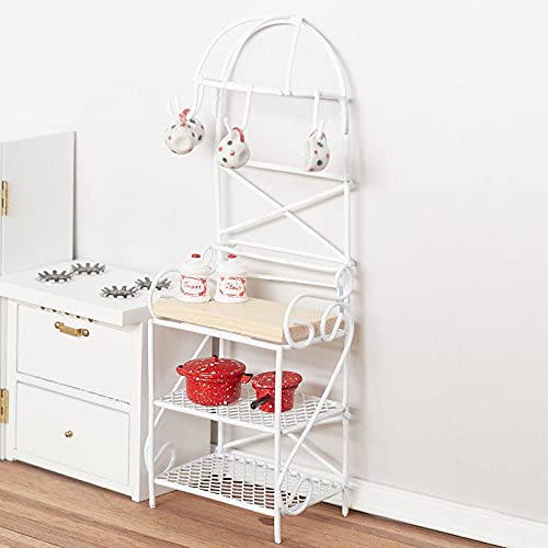 Miniature White Kitchen Work Center Rack for Dollhouse - Perfect for DIY Dollhouse Accessories, Miniature Kitchen Display & Collectible Dollhouse Decor