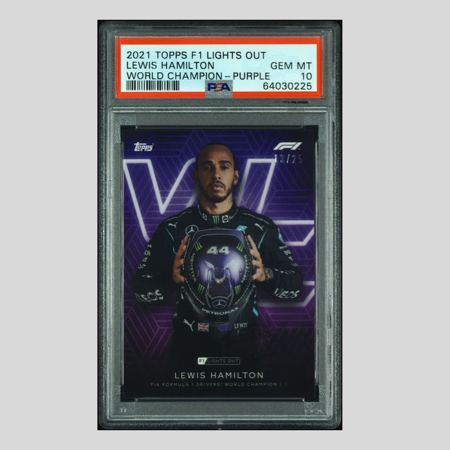 PSA 10 Lewis Hamilton 13/25 Purple Parallel Driver World Champion - Rare Collectible Trading Card for F1 Fans and Sports Memorabilia Enthusiasts