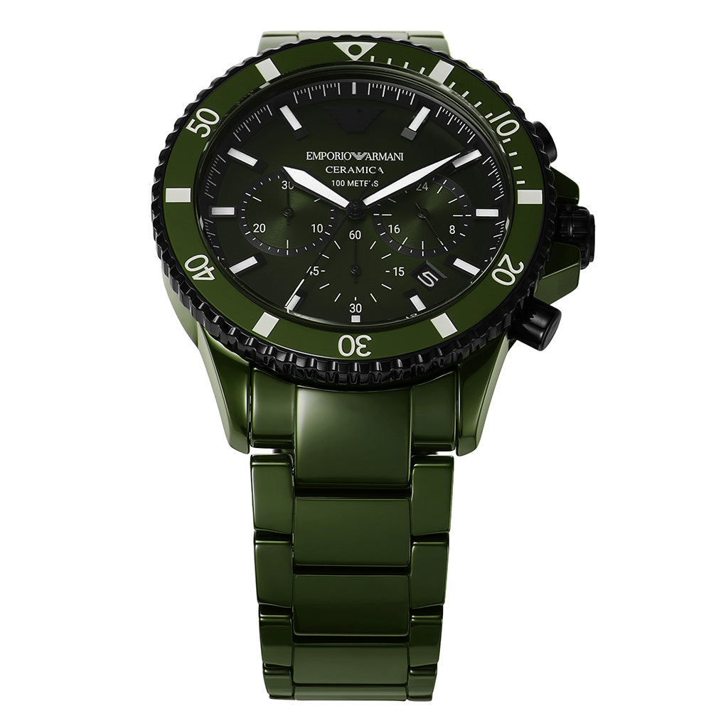 Emporio Armani AR70011 Men's Diver Chronograph Watch - Waterproof Luxury Stainless Steel Timepiece for Diving, Swimming & Outdoor Adventures