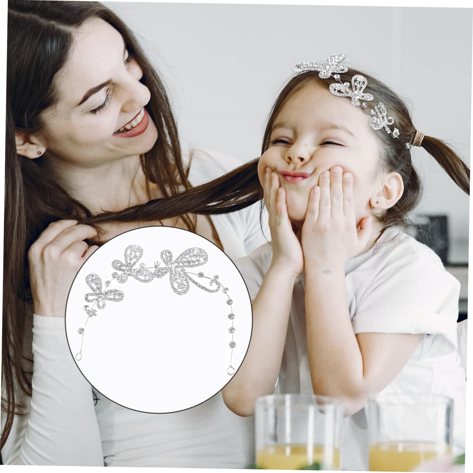 POPETPOP Butterfly Rhinestone Tiara - Crystal Princess Headband for Girls | Flower Girl Hair Jewelry | Wedding Party Accessories | Alloy Hair Hoop with Rhinestones for Birthday, Pageant, and Special Occasions