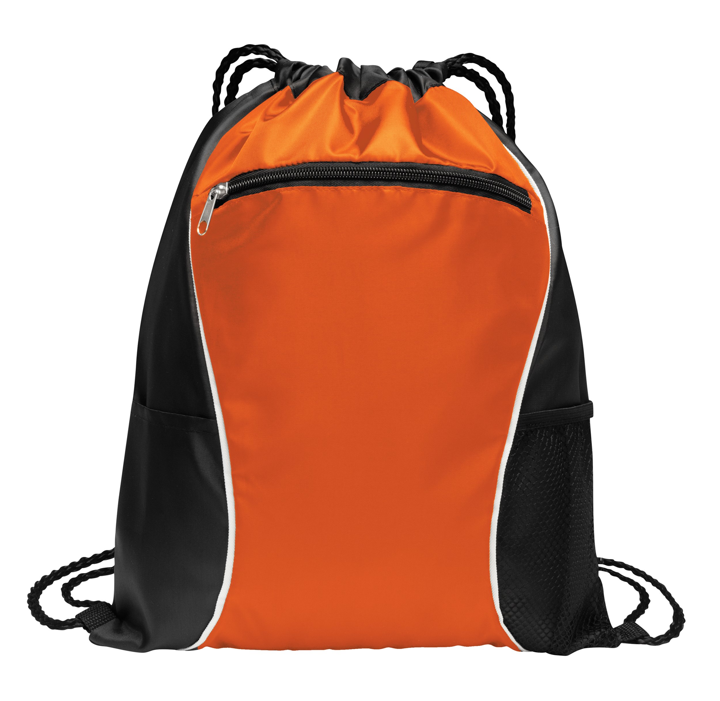 **Durable Two-Tone Polyester Drawstring Backpack - 6-Pack Pop Orange Gym Bags for Sports, Travel & Promotional Giveaways**