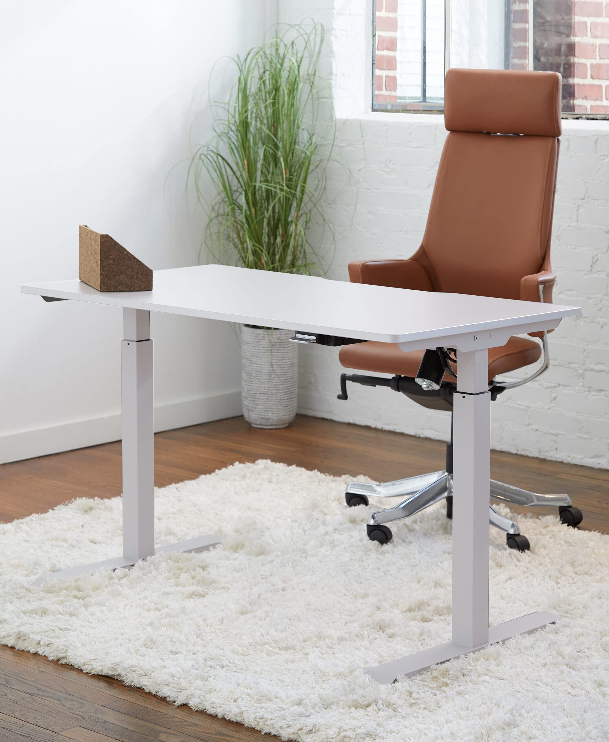 Modern Electric Height Adjustable Standing Desk with Memory Preset & Smartphone App Control - 27 x 47 Inches, White | AMZ-70080074727 | Perfect for Home Office, Gaming & Workspace Ergonomics