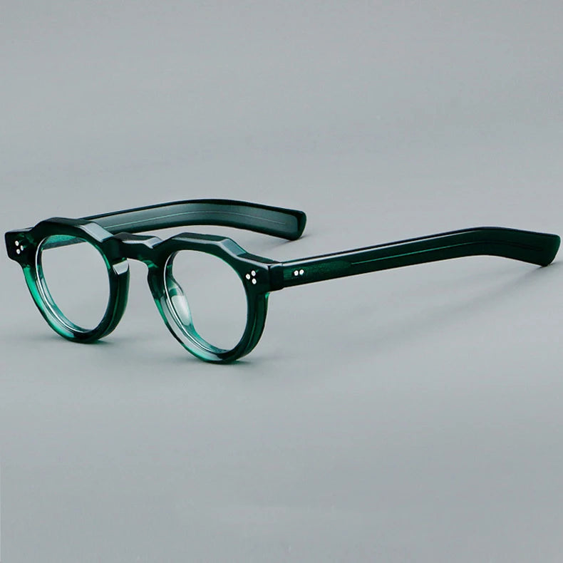 CCspace Unisex Full Rim Flat Top Round Acetate Eyeglasses 57171 - Stylish & Lightweight Frame for Men & Women - Perfect for Reading, Work, and Everyday Fashion