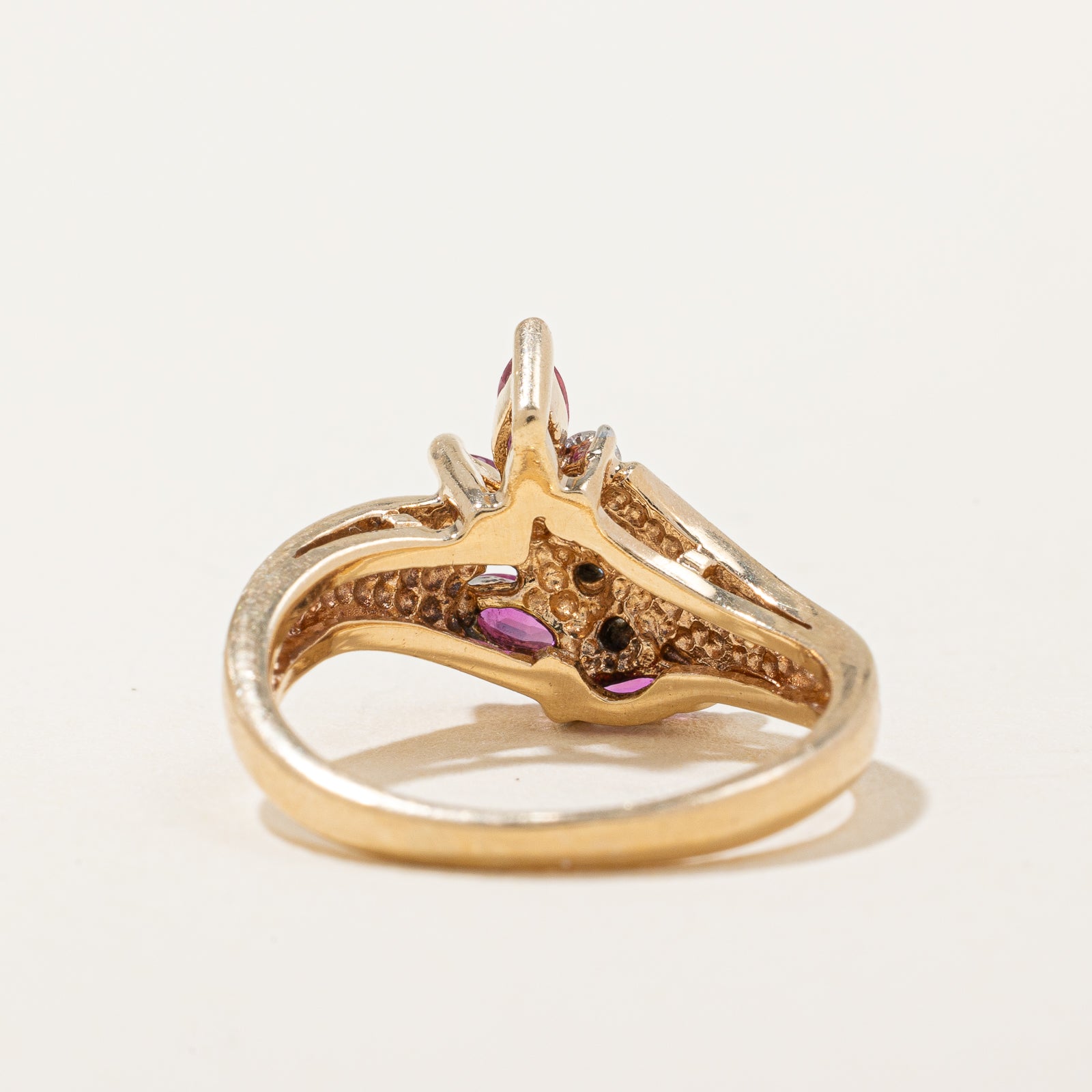 Exquisite Marquise Cut Ruby & Diamond Ring - 0.30ctw Ruby & 0.08ctw Diamonds - Size 4.25 - Elegant Engagement, Anniversary or Gift Jewelry for Women