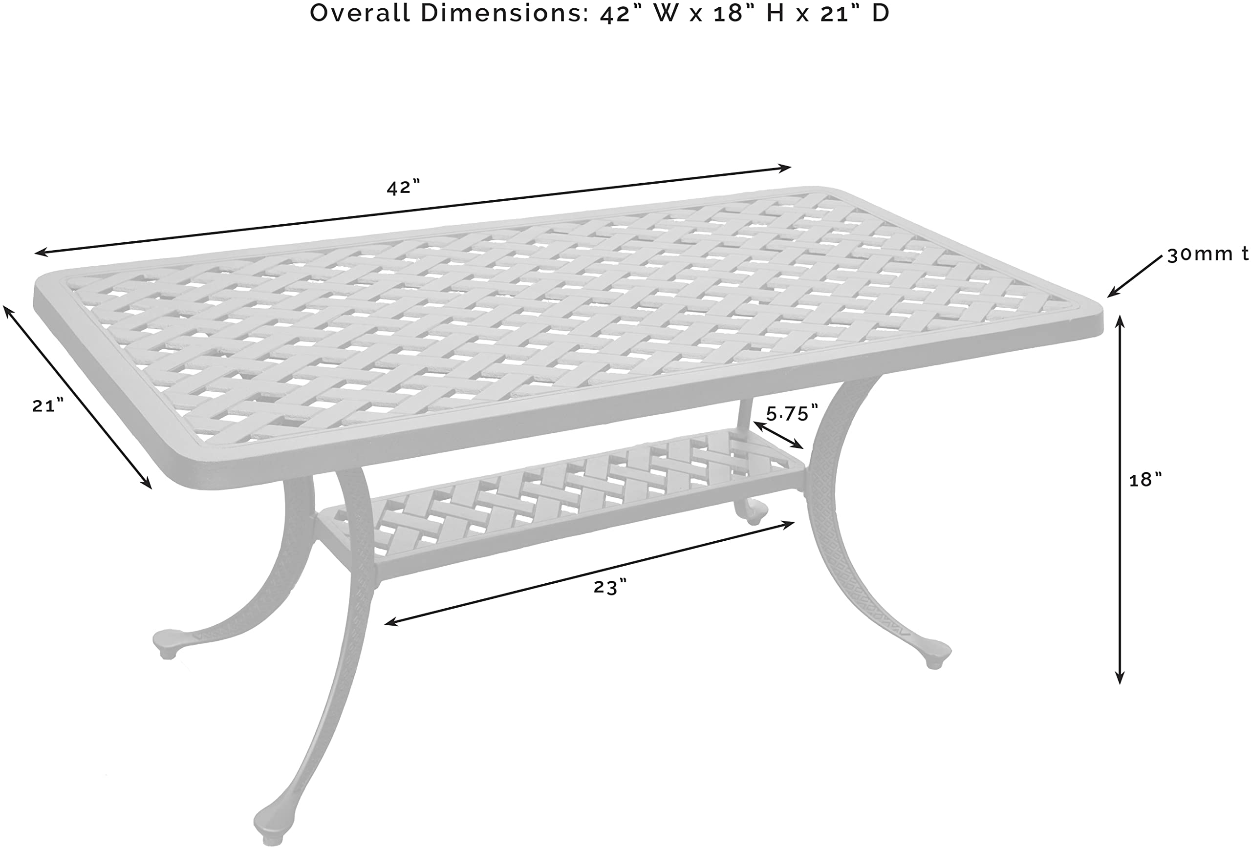 Crosley Sedona Weather-Resistant Cast Aluminum Outdoor Coffee Table - Black - Perfect for Patio, Deck, Porch & Garden Furniture