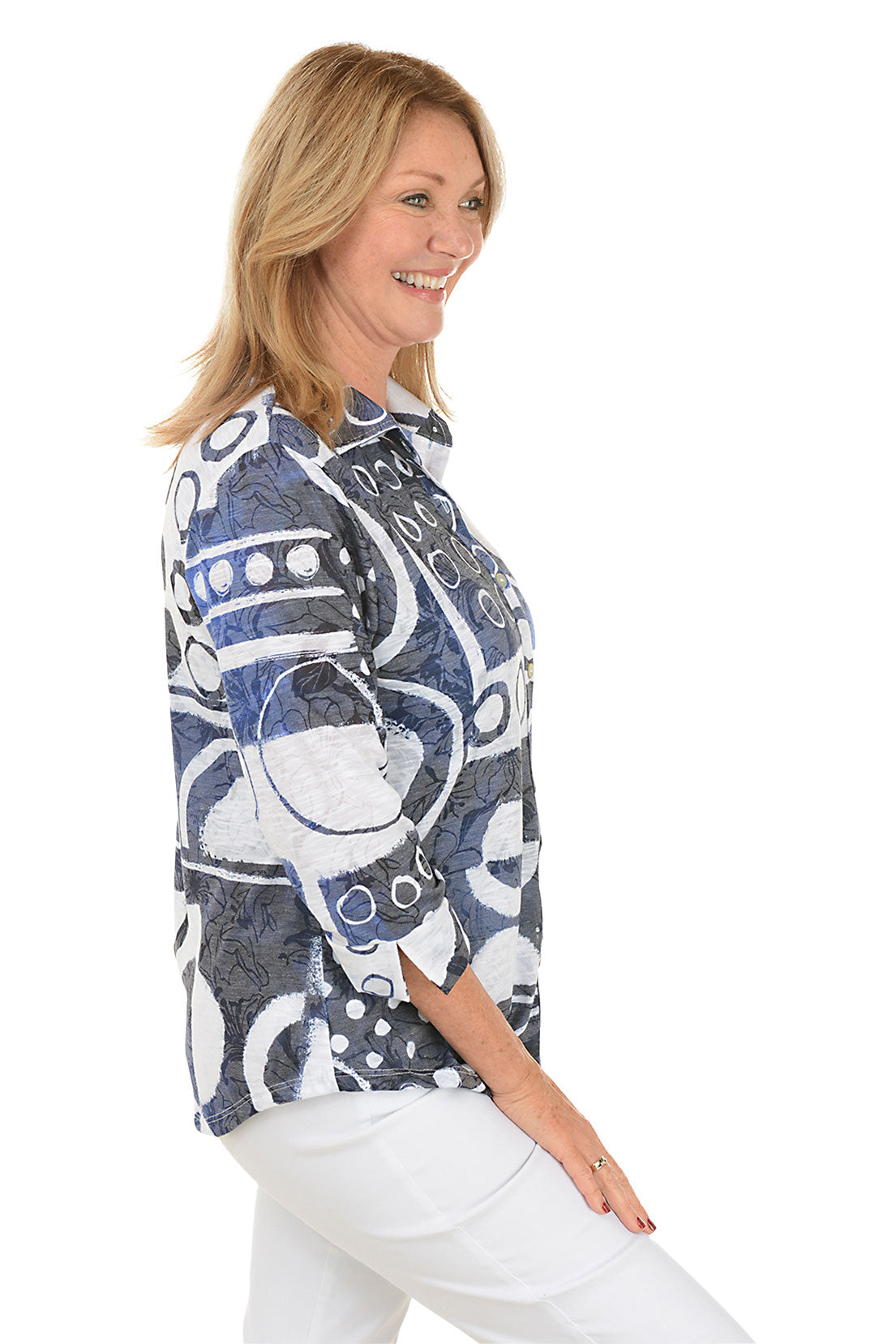 Dottie Women's Button Front Burnout Top - Stylish Casual Blouse for Everyday Wear, Date Night & Office Outfits