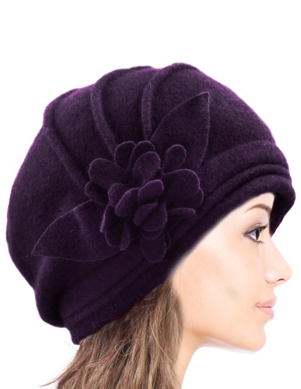 Warm Wool Cloche Winter Hat for Women - Stylish Slouch Bucket Hat with Floral Design | Perfect for Cold Weather & Outdoor Activities