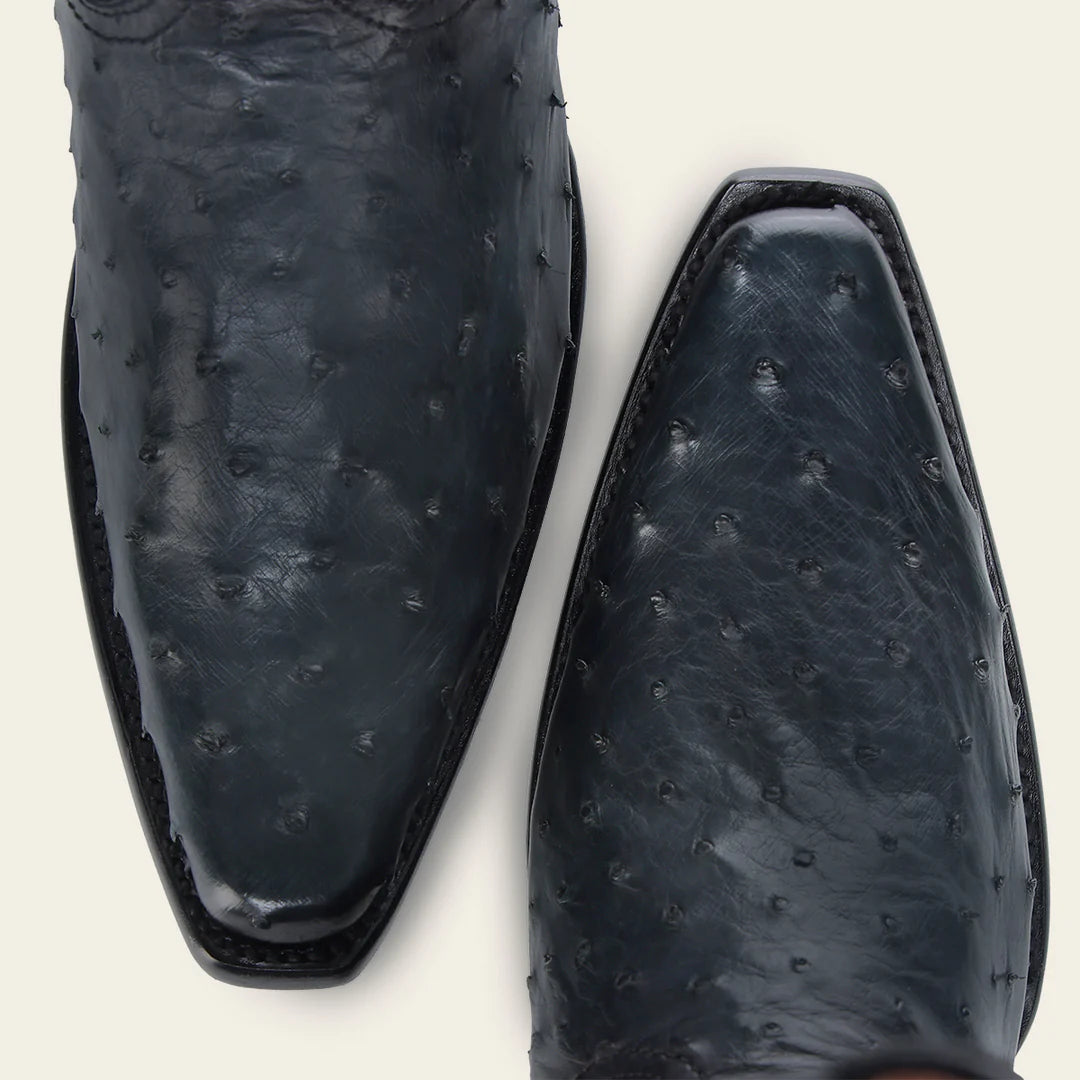 Premium Men's Cowboy Boots - Genuine Ostrich Leather in Cuadra Blue - Western Dress Boots for Rodeo, Country Dancing & Casual Wear