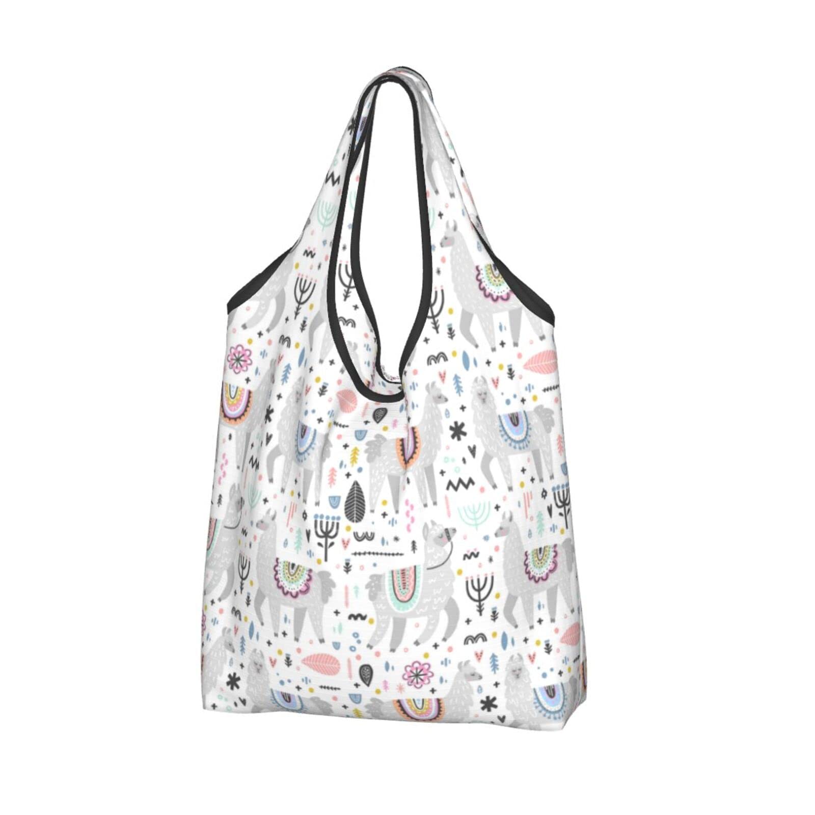 Eco-Friendly Reusable Shopping Bags - Waterproof Foldable Grocery Tote with Cute Llama Design | Perfect for Grocery Shopping, Beach Trips & Farmers Market