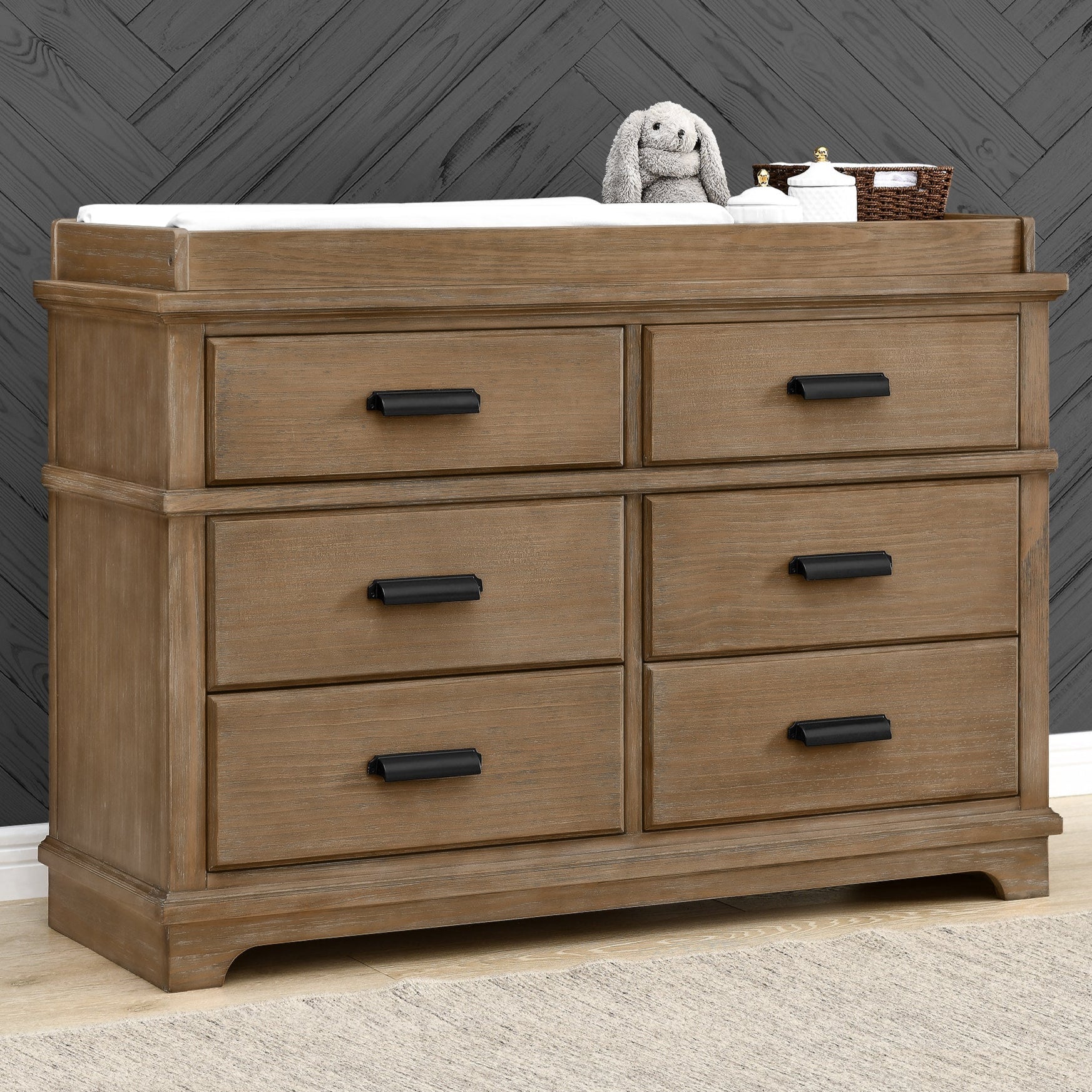 Asher 6-Drawer Baby Dresser with Changing Table Top & Secure Interlocking Drawers - Perfect Nursery Storage Solution for Diapers, Clothes & Baby Essentials