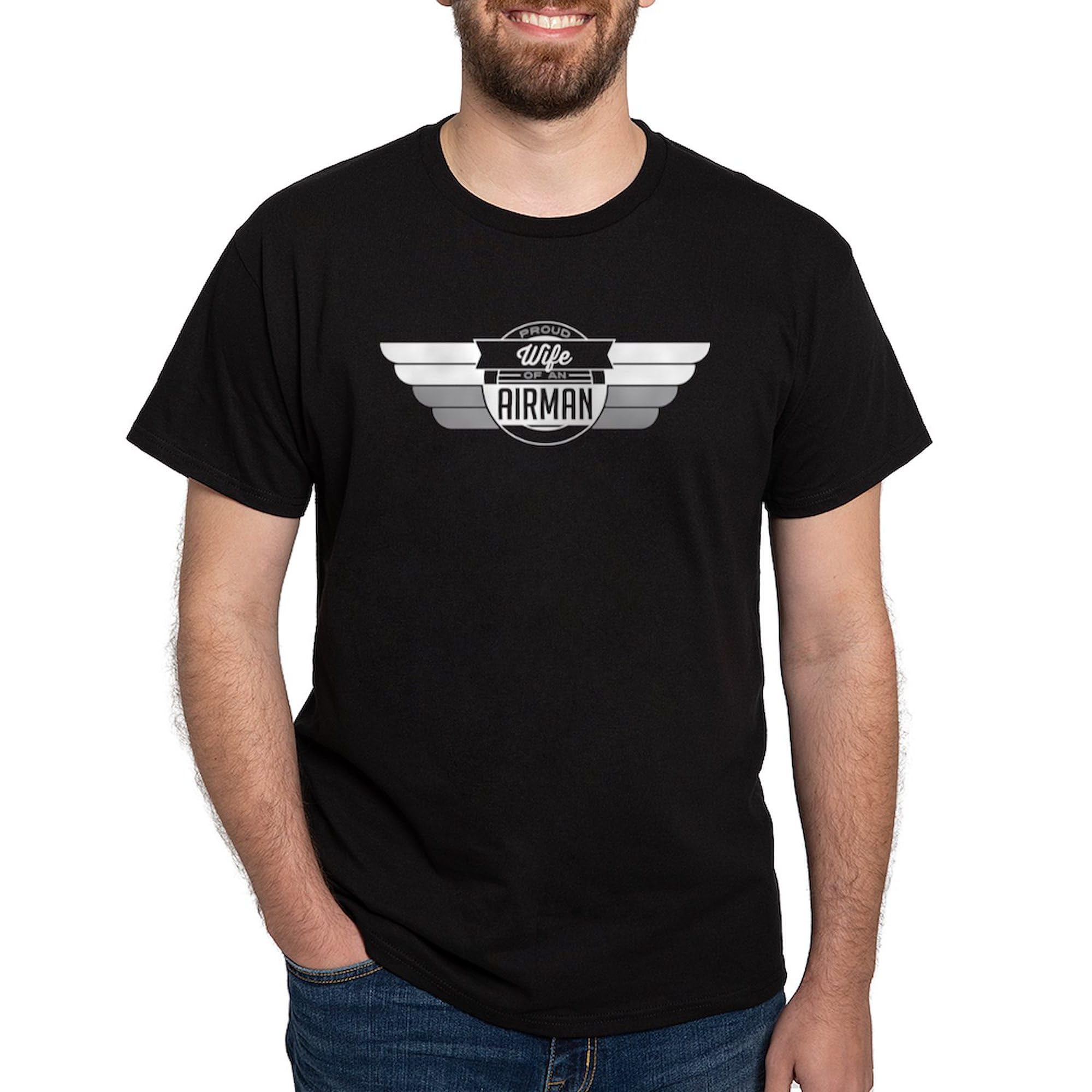 Proud Wife of an Airman T-Shirt - 100% Cotton Men's Graphic Tee for Military Spouses | Casual Wear & Air Force Support Apparel