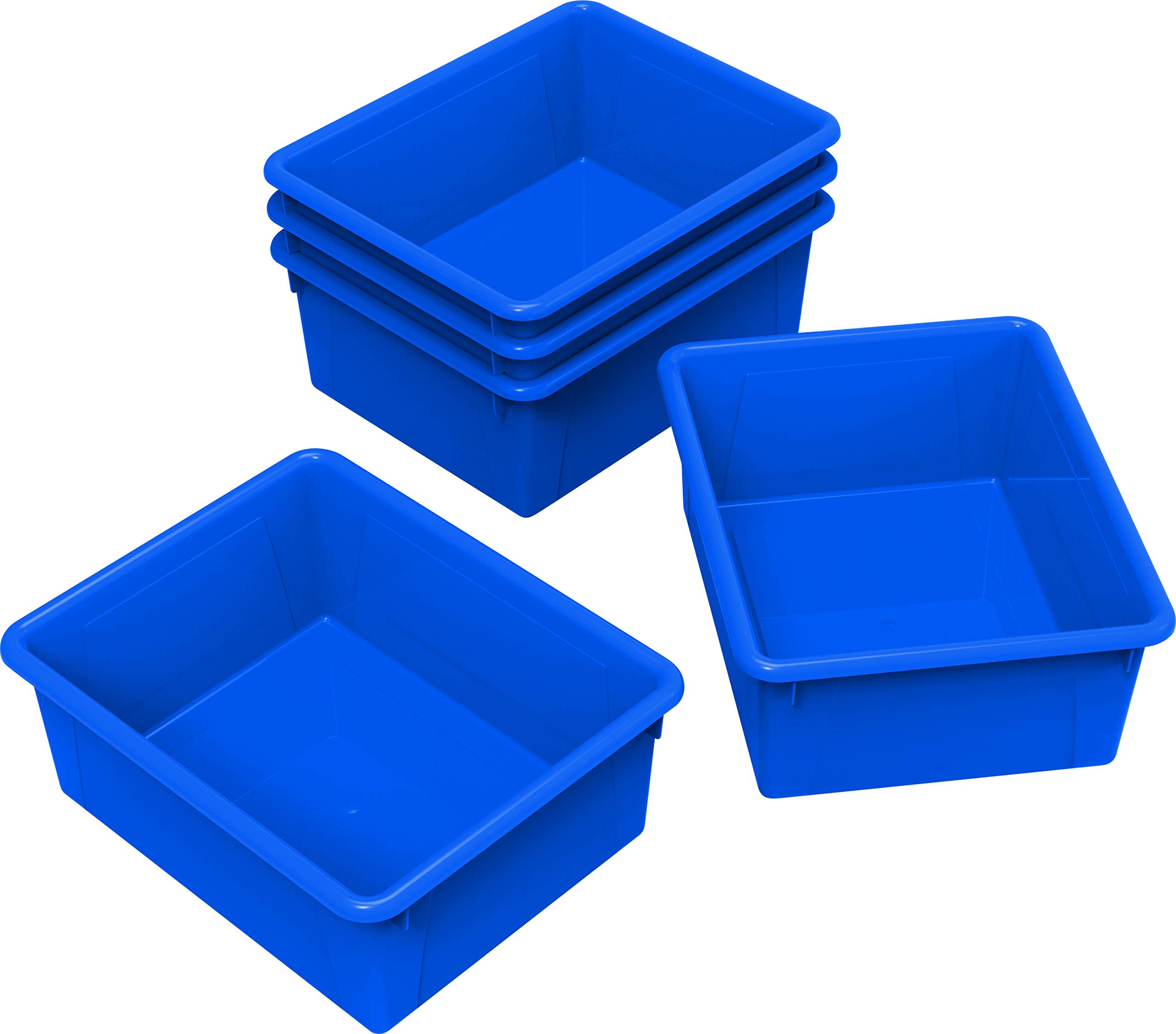 Storex Letter Size Deep Storage Trays - 5-Pack Blue Organizer Bins for Classroom Supplies, Office Files & Home Organization - Perfect for Desk Organizing, School Supplies Storage & Clutter Control (62524U05C)