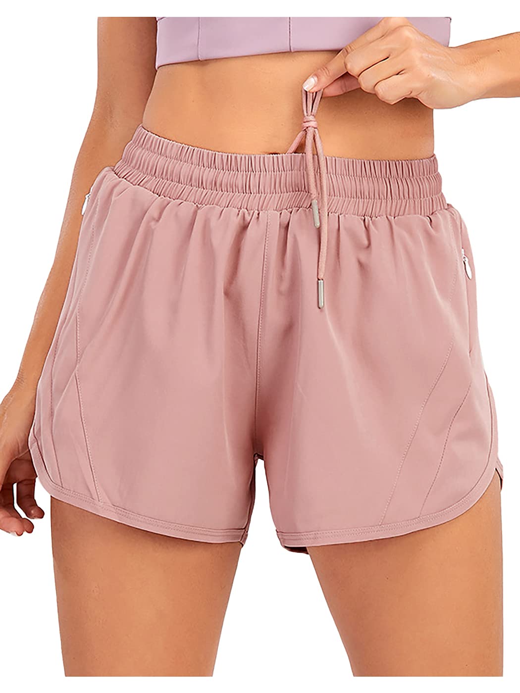 Anna-Kaci Women's Quick Dry Loose Workout Running Shorts with Drawstring & Zip Pocket - Breathable Athletic Gym Shorts for Yoga, Jogging, and Outdoor Activities