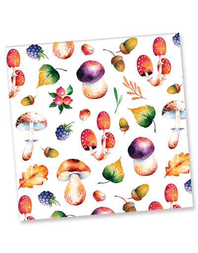 Premium Autumn Mushroom Design Beverage Napkins - 40 Count, Eco-Friendly Paper Cocktail Napkins for Fall Parties, Thanksgiving, and Seasonal Decor