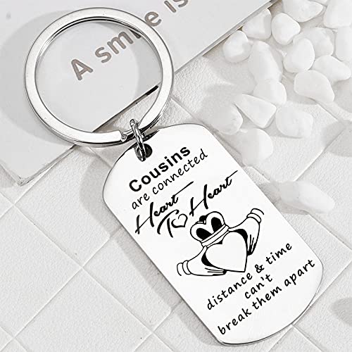 Heart to Heart Cousin Keychain - Thoughtful Birthday & Christmas Gifts for Boys, Girls, Women & Men - Perfect for Family Reunions, Holiday Presents & Keepsakes