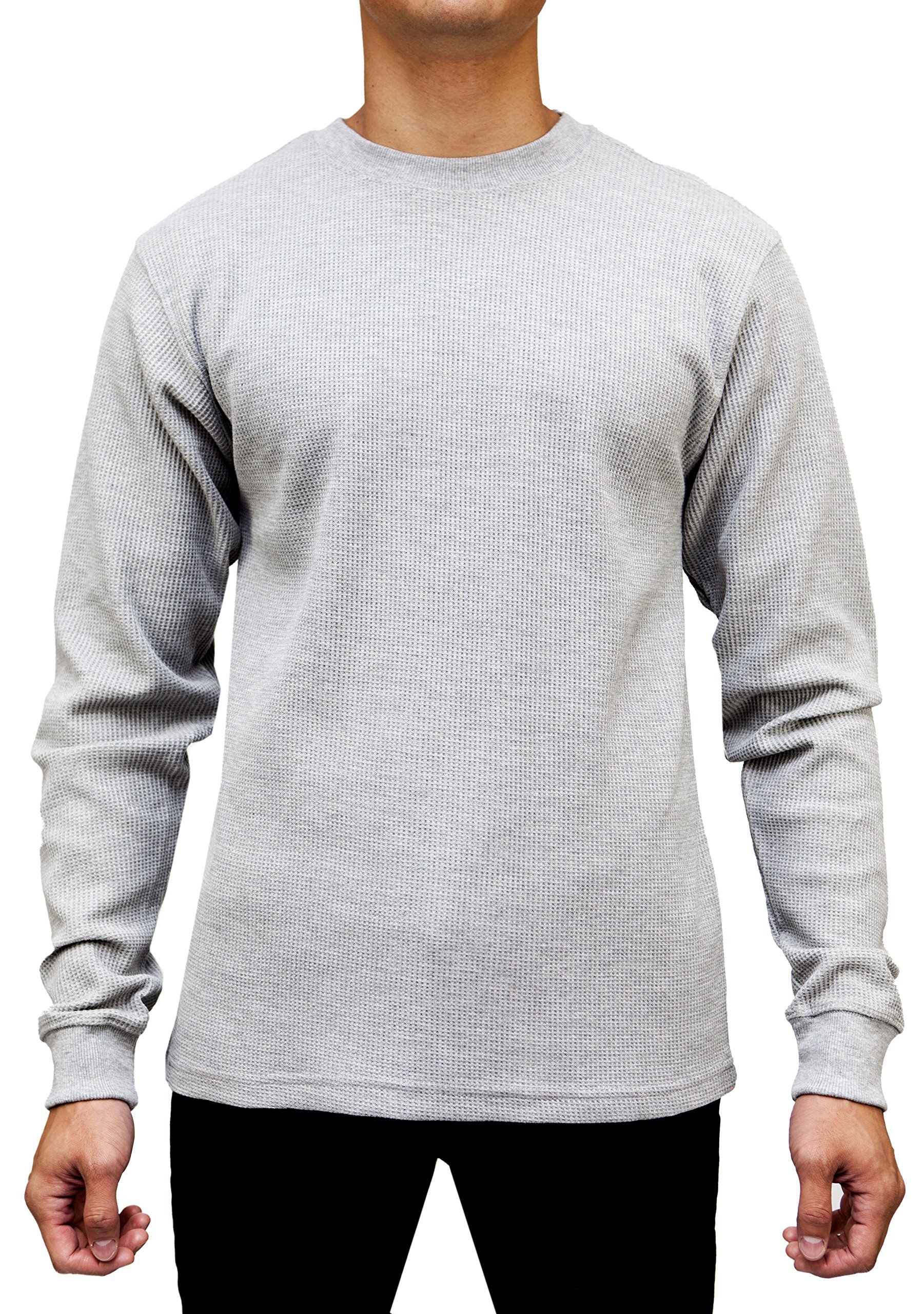 Heavyweight Crew Neck Thermal Shirts for Men - Rugged Waffle Knit Fabric, Long Sleeve Winter Base Layer | Perfect for Outdoor Activities, Camping & Cold Weather Workwear