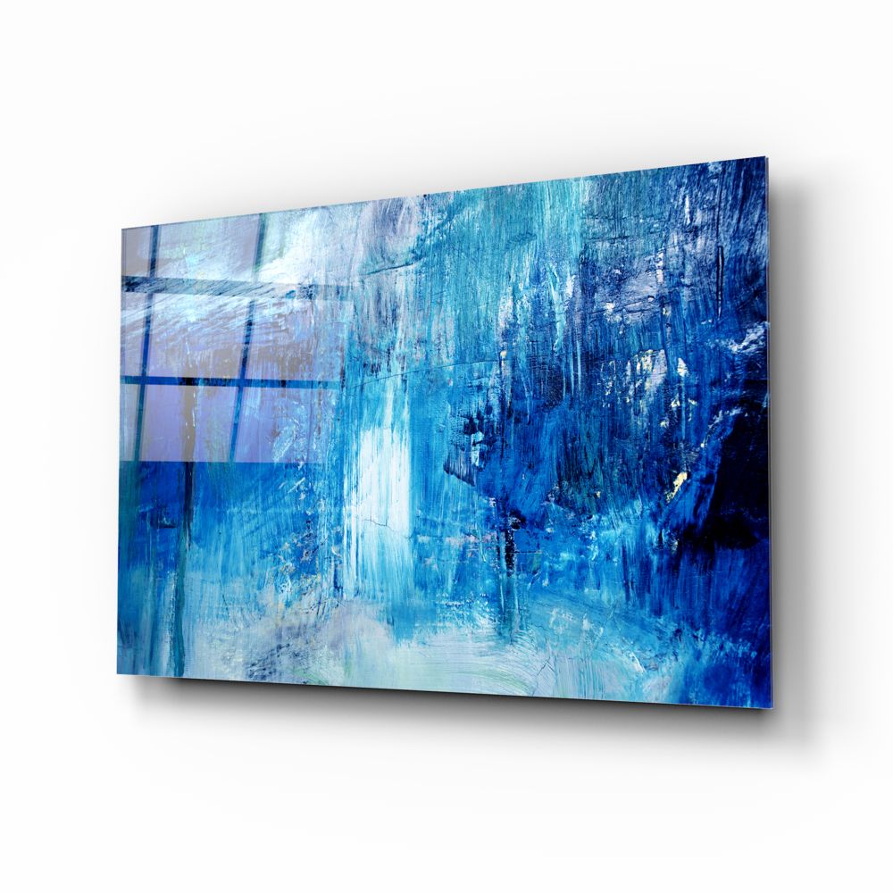 Abstract Blue Wall Art Canvas Painting - Modern Home Decor for Living Room, Bedroom & Office - Handmade Contemporary Artwork