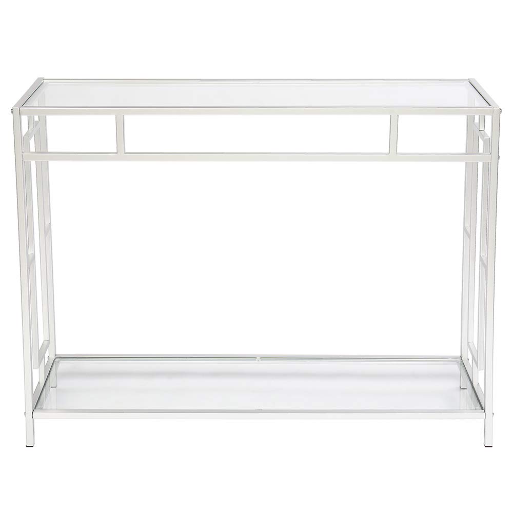 Modern Glass Console Table with Shelf - 40