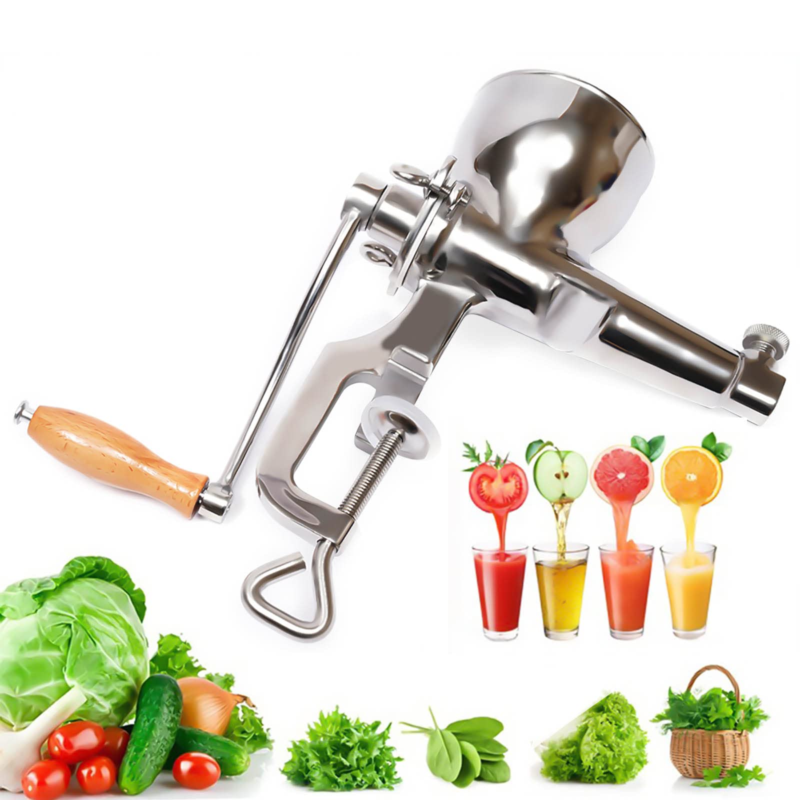 GDAE10 Cold Press Juicer - Stainless Steel Slow Masticating Juicer for Wheatgrass, Vegetables & Citrus Fruits | Manual Hand Press Juicer with Single Auger | Perfect for Healthy Juicing, Detox & Raw Food Diets