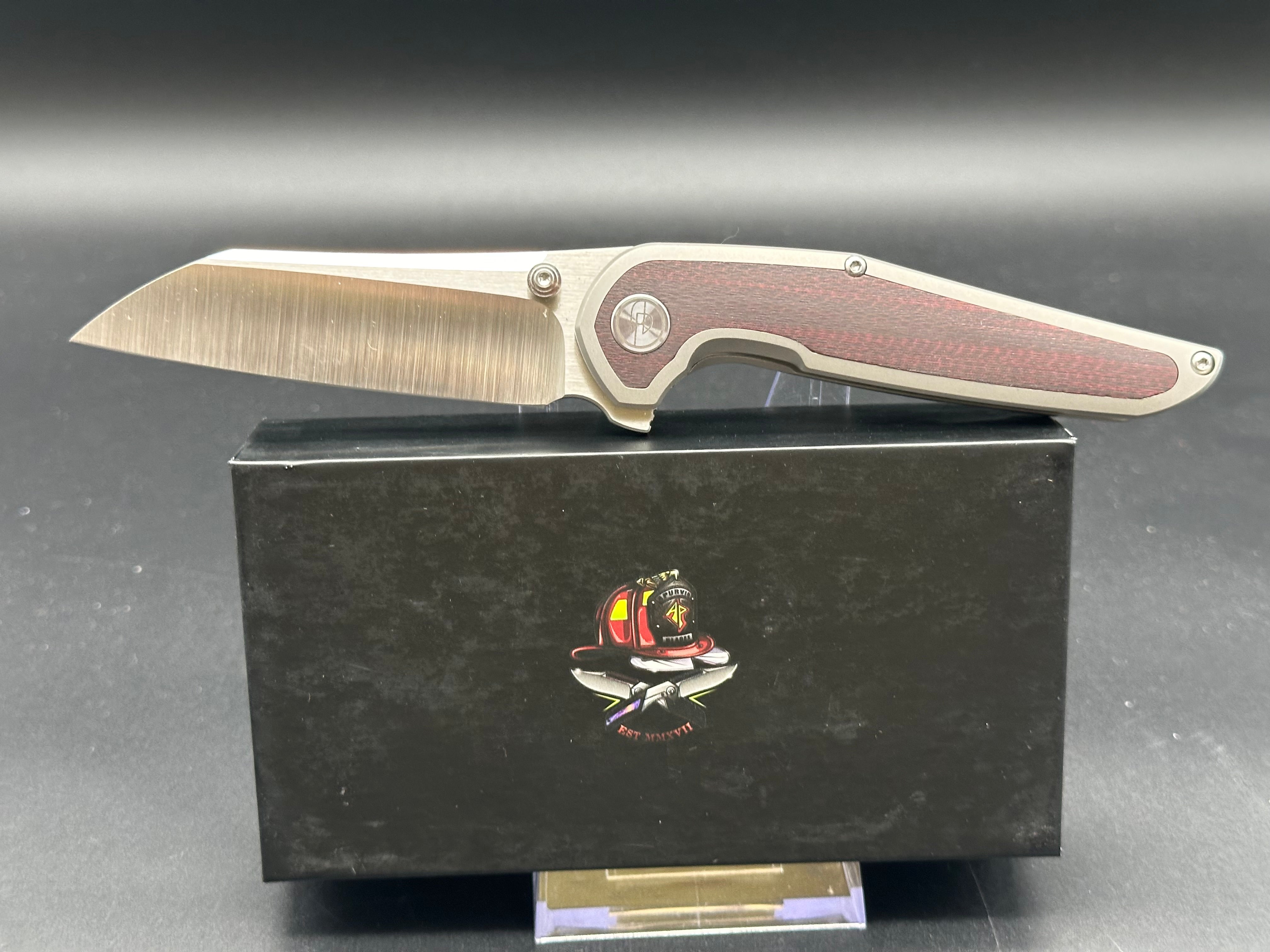 Purvis Progeny V3 Satin Red Black Carbon Fiber Inlay Knife - Tactical EDC Folding Pocket Knife for Outdoor Camping, Hunting & Survival Gear