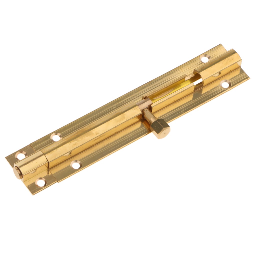 Solid Brass Sliding Door Latch - 4 Inch Heavy Duty Slide Bolt Lock for Gates, Cupboards & Windows | Gold Finish | Home Security & Safety Solution for Doors, Sheds & Cabinets