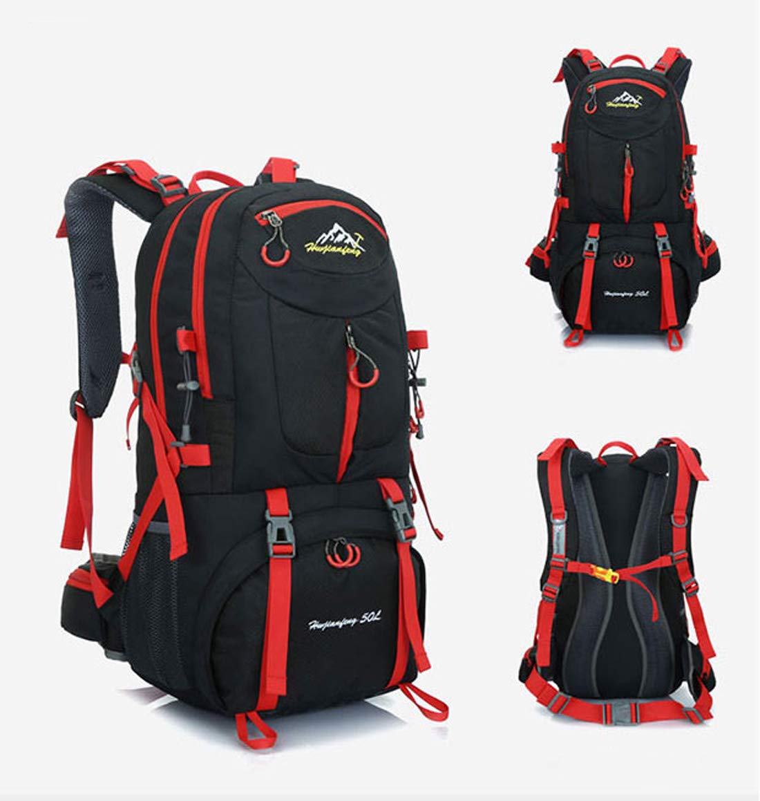 Rojeam 40L/50L/60L Lightweight Hiking Backpack for Men & Women - Waterproof Travel Daypack for Outdoor Activities, Trekking, Camping & Cycling - Durable Black 50L Backpack for Adventure & Daily Commute