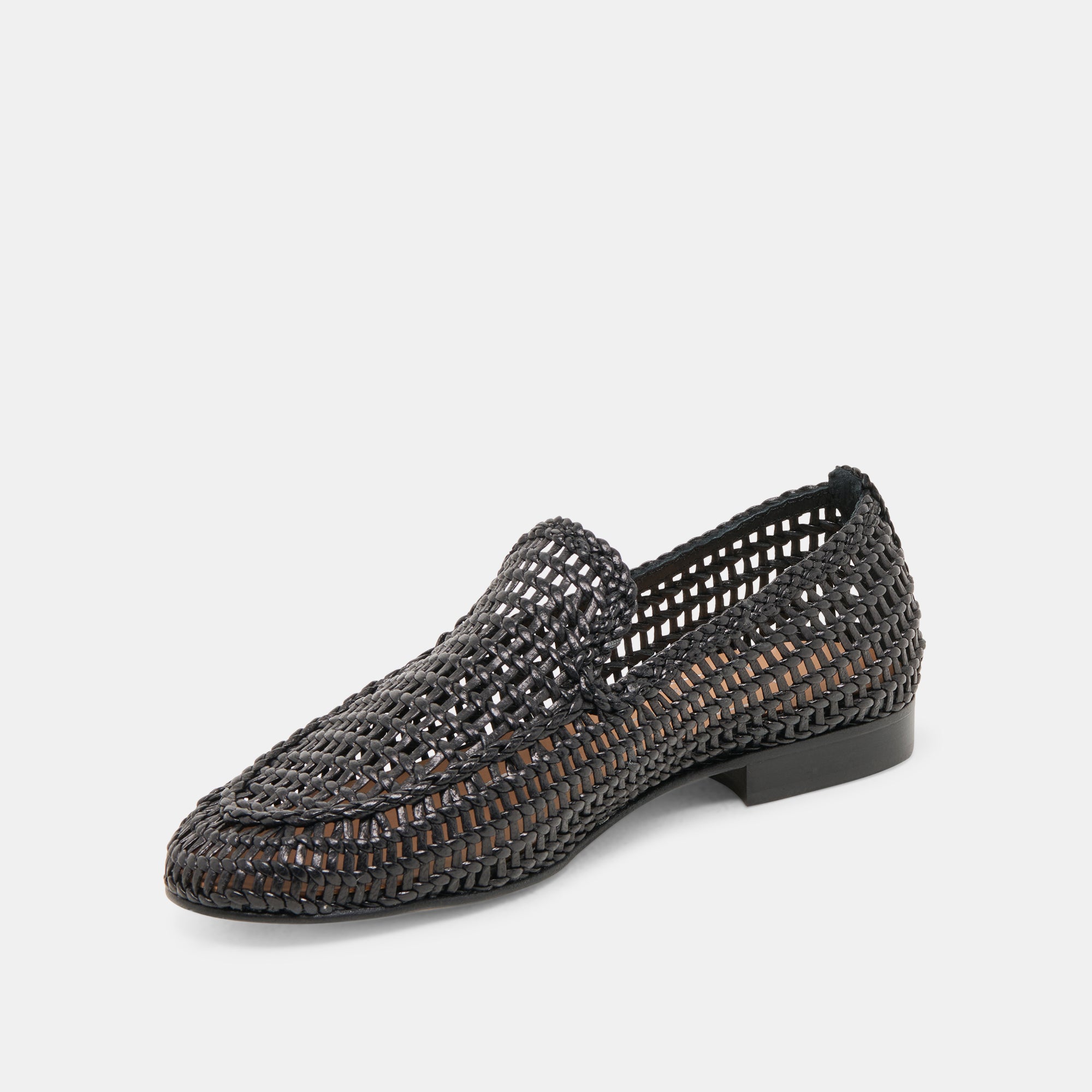 ARMOND FLATS BLACK WOVEN LEATHER Women's Shoes - Comfortable & Stylish Slip-On Loafers for Work, Office & Casual Wear