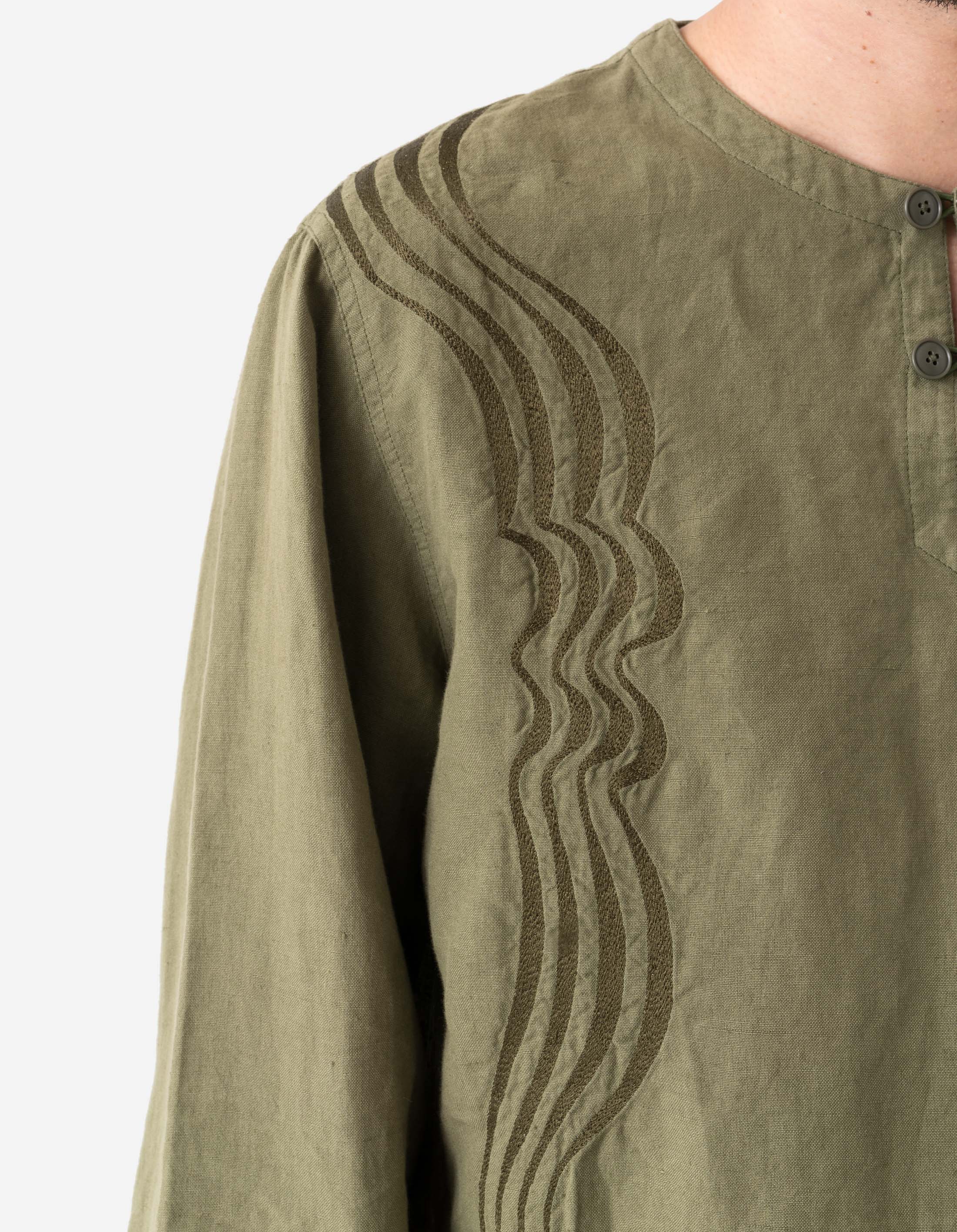 Maharishi 6053 Kurta Shirt - Olive OG 107F Cotton Ethnic Tunic for Men | Yoga, Meditation & Boho Fashion Outfit