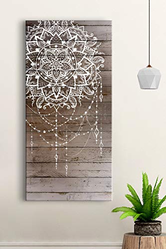 Handmade Macrame Wall Hanging - Boho Chic Home Decor for Bedroom & Living Room, Moroccan Mandala Art, Natural Brown Cotton 42x19 Inches - Perfect for Bohemian Style Headboard & Wall Decor