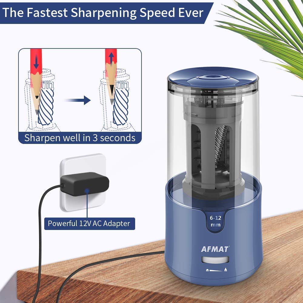 AFMAT Electric Pencil Sharpener & Eraser Kit - Auto Stop, Super Sharp & Fast, Rechargeable with 140 Eraser Refills - Perfect for Colored Pencils, Drafting, Drawing, Arts & Crafts - Ideal for Artists, Students & Office Use