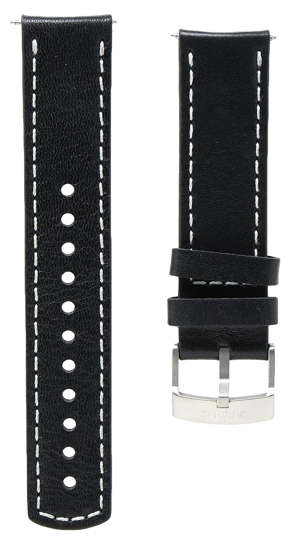 SUUNTO Elementum Leather Strap Smartwatch Band - SS014826000 Black Genuine Leather Replacement Watch Accessory for Outdoor Sports & Business Wear
