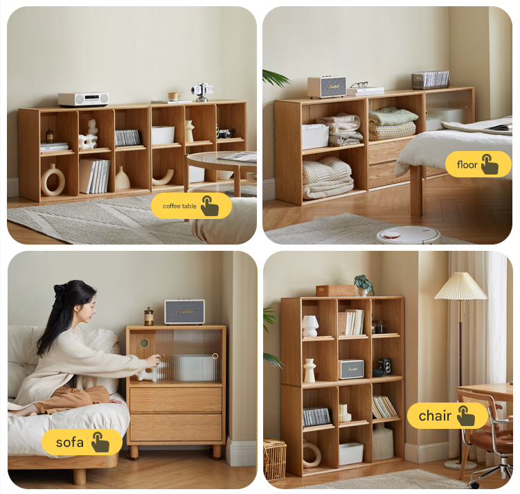 Oak Solid Wood Modern Creative Bookcase - Stylish Storage for Books & Home Decor | Perfect for Living Room, Office & Study Spaces