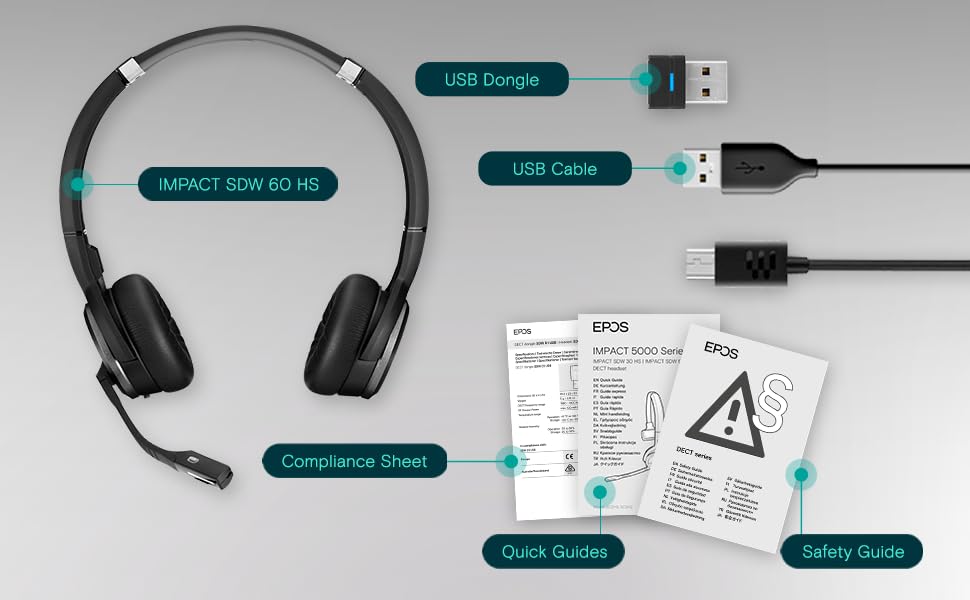 Sennheiser SDW 60 HS (507060) Professional Double-Sided Headset - Compatible with SDW 5066, 5065, 5064 & 5063 - Ideal for Call Centers, Customer Service & Office Communications