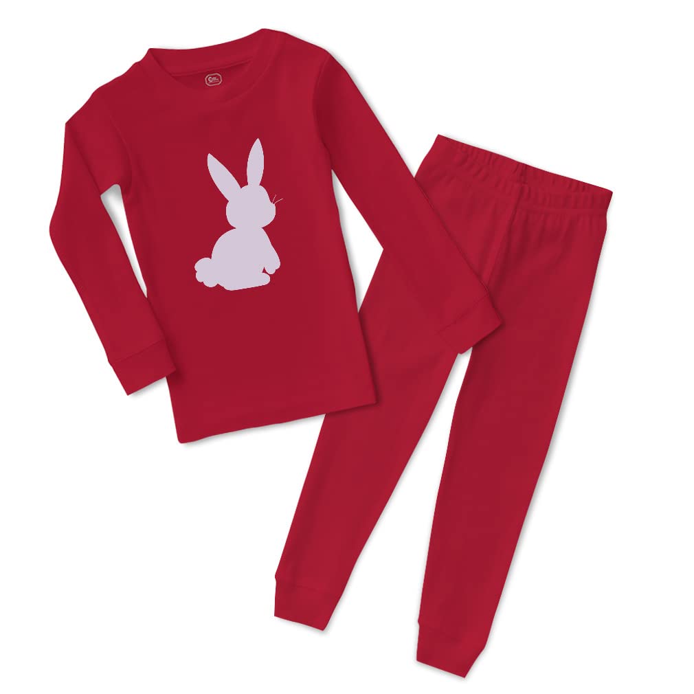 Custom Cotton Toddler Pajamas for Boys & Girls - Easter Bunny Silhouette Light Gray Snug Fit - Soft Sleepwear for Kids' Bedtime & Holiday Photos