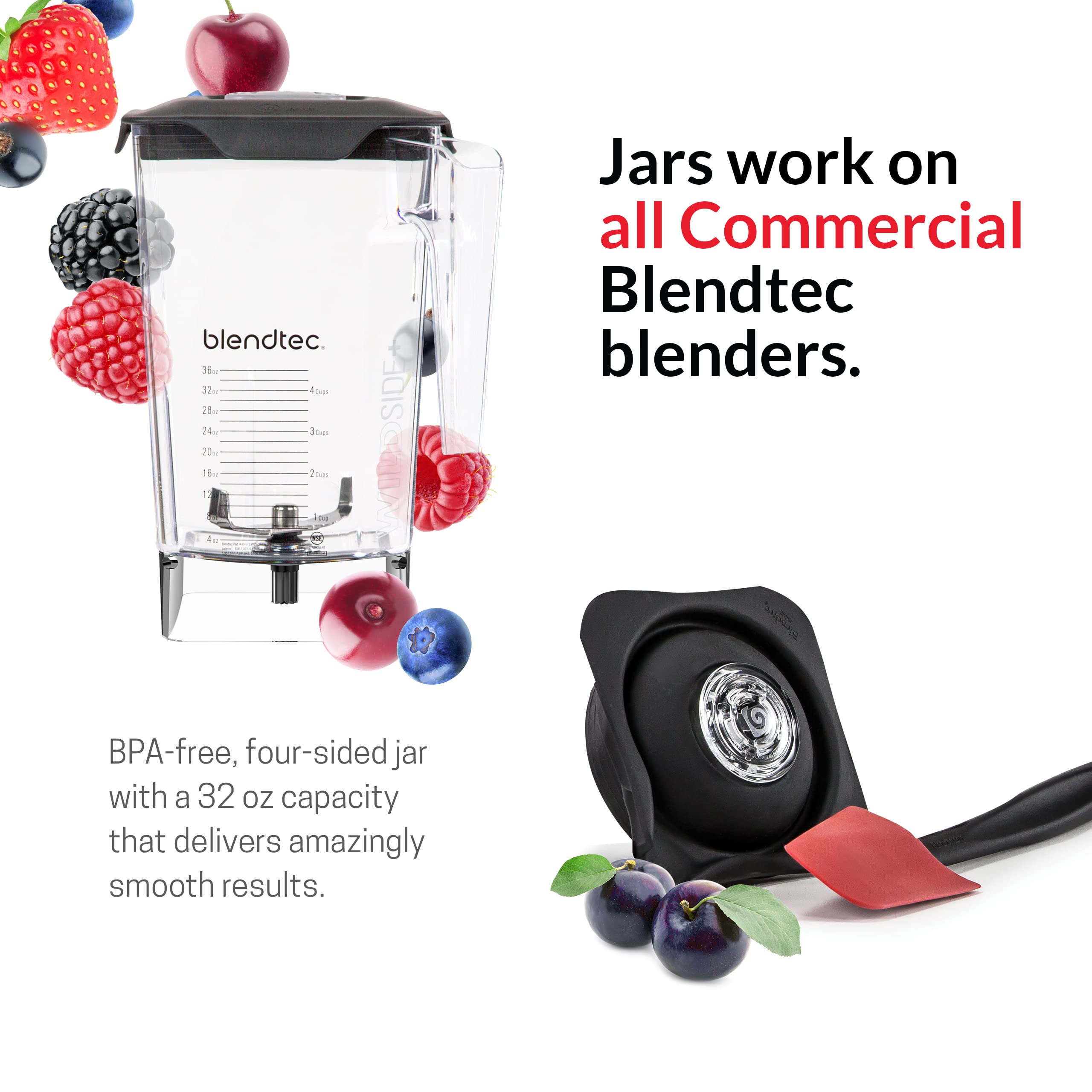 Blendtec Total Classic Original Blender with 90 oz WildSide+ Jar, 24 oz Twister Jar & Spectacula Spatula - Red | High-Speed Blender for Smoothies, Soups, Nut Butters & More | Perfect for Kitchens, Restaurants & Smoothie Bars