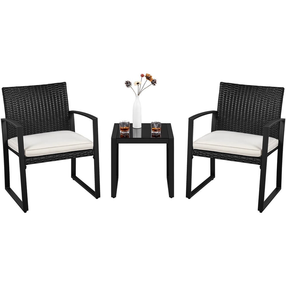Yaheetech 3-Piece Outdoor Bistro Set - Patio, Garden, Balcony Furniture with Table and 2 Chairs for Small Spaces