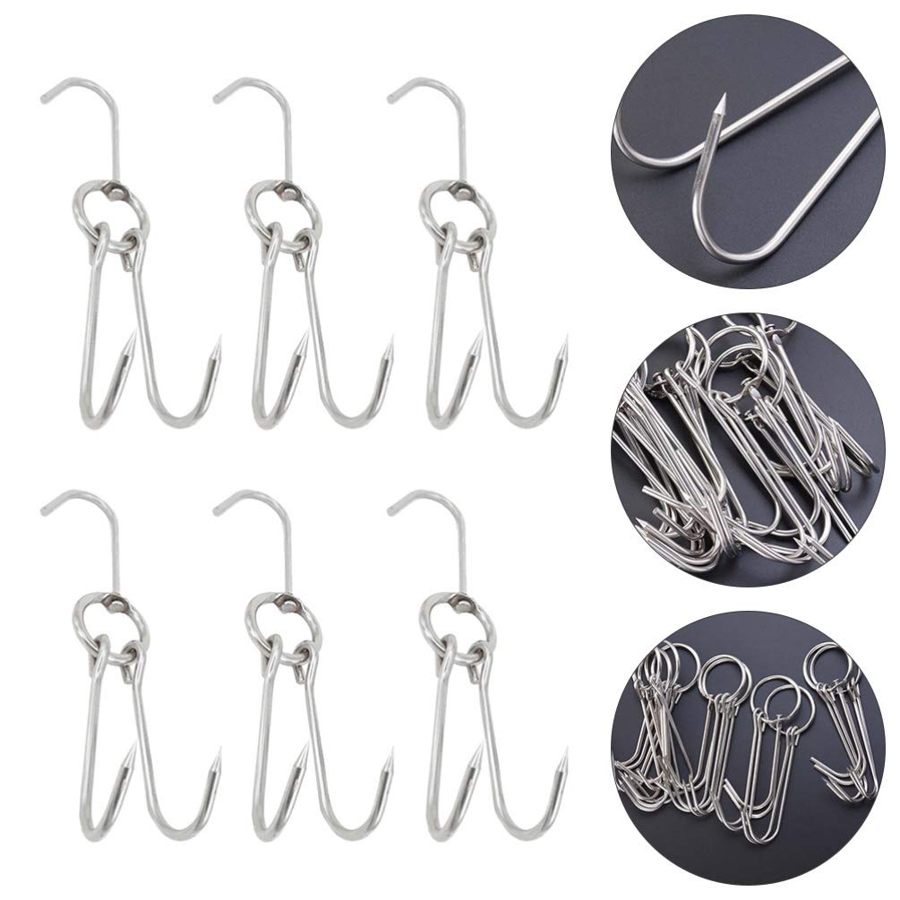 DOITOOL 10-Piece Stainless Steel BBQ Meat Hooks Set - Heavy Duty, Wear-Resistant for Roast Lamb, Poultry, Bacon & More | Perfect for Grilling, Smoking & Outdoor Cooking