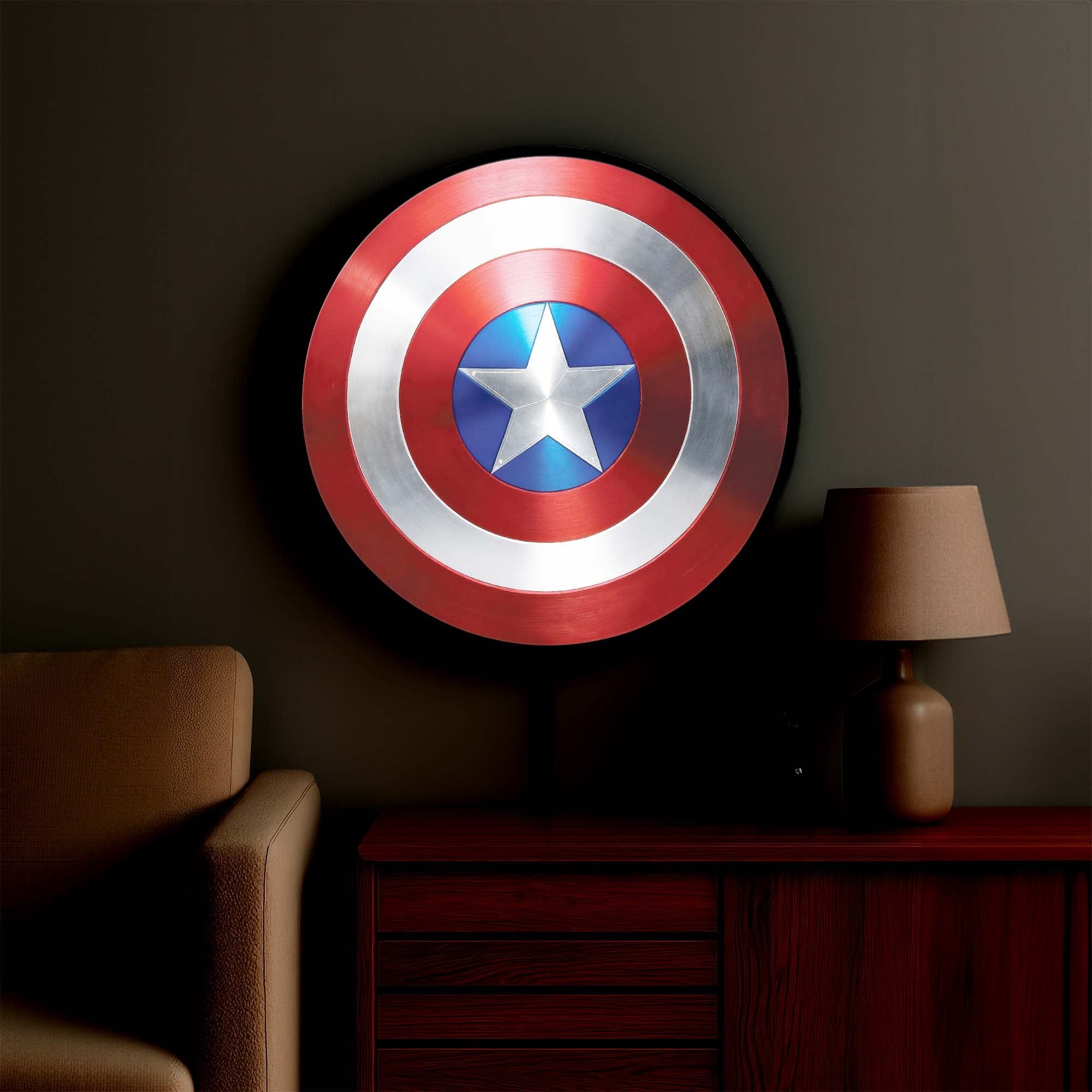 Shield Backlit Tempered Glass Wall Art - Modern LED Illuminated Home Decor for Living Room, Bedroom & Office