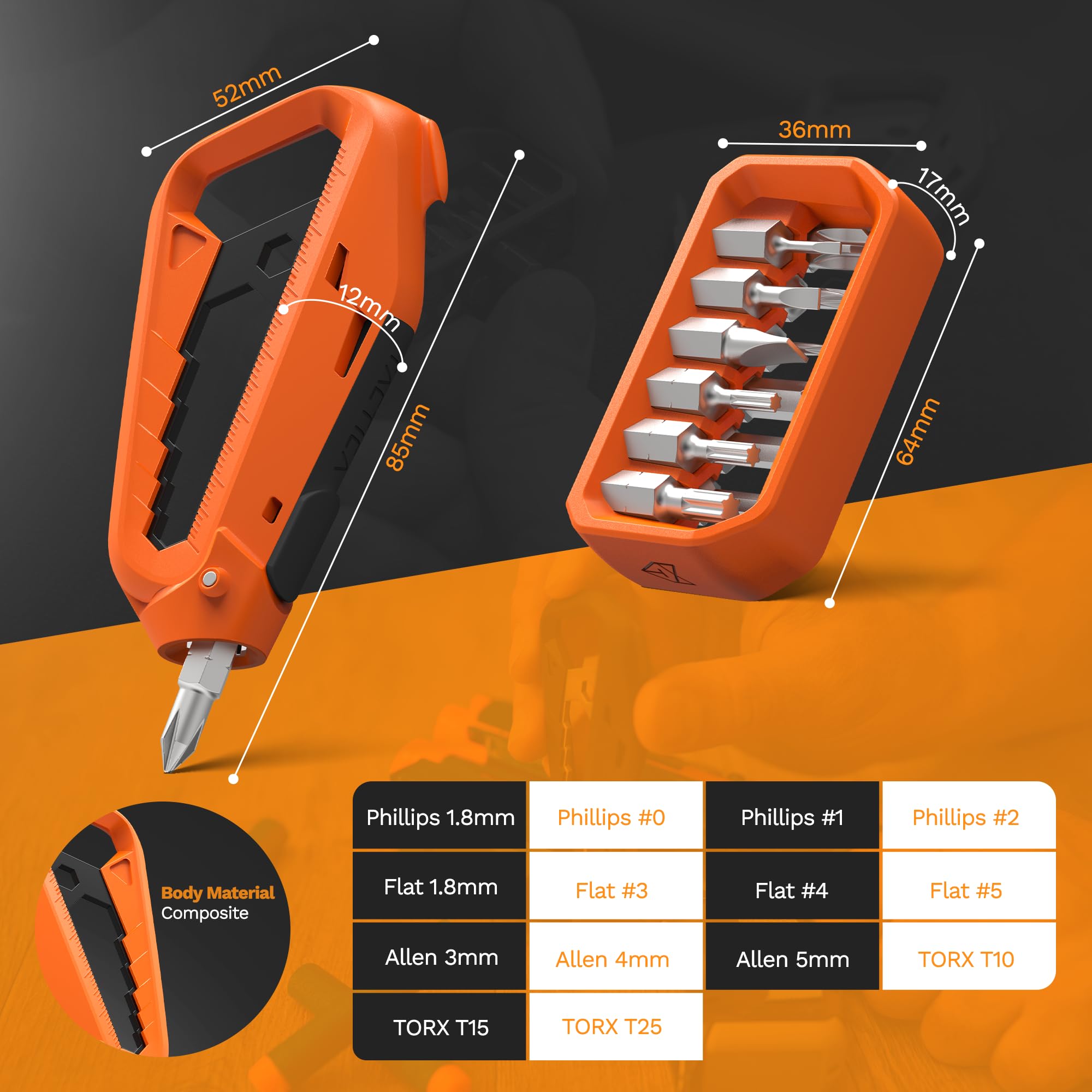 Premium EDC Screwdriver Bit Set - 14-in-1 Magnetic Multitool with 1/4