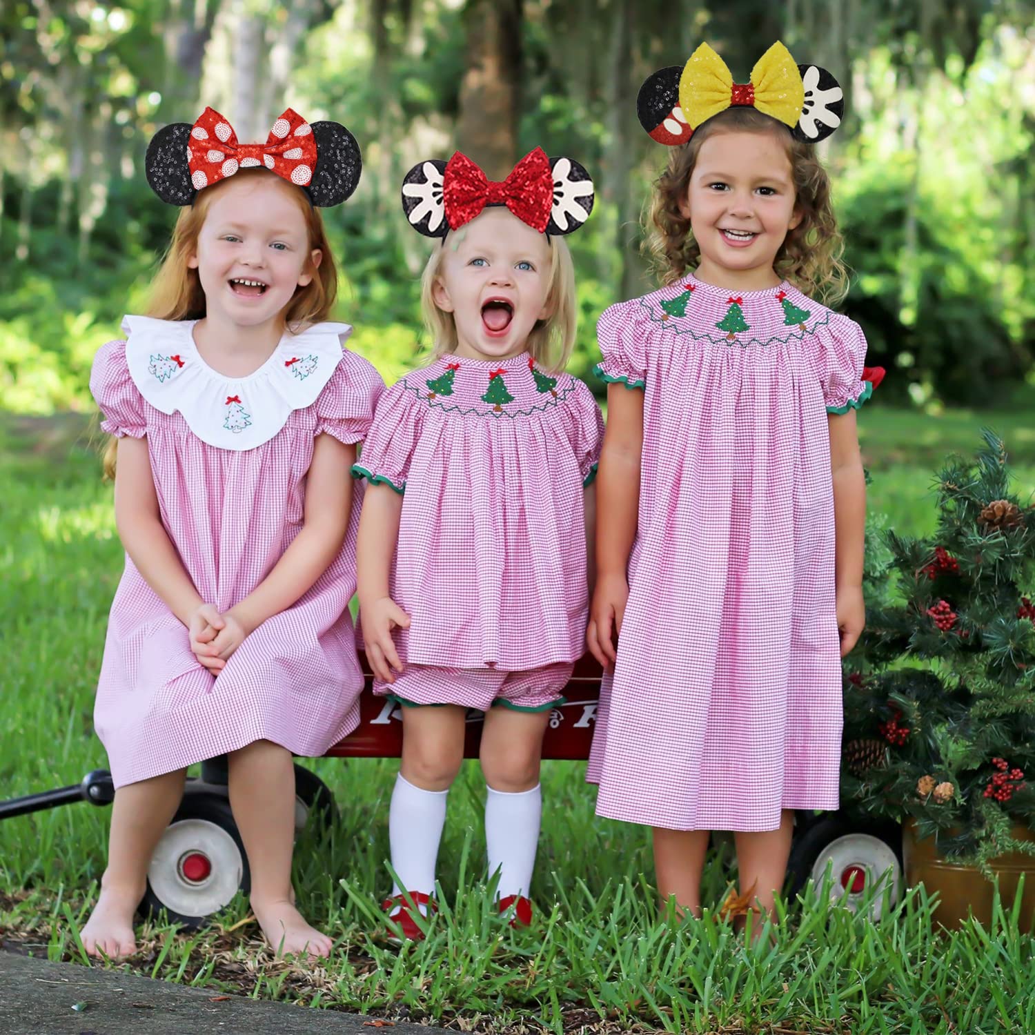 Minnie Mouse Ears Headband with Sequin Bows - 3 Pack Disney Costume Accessories for Women & Girls | Perfect for Halloween, Theme Parks & Disney Parties