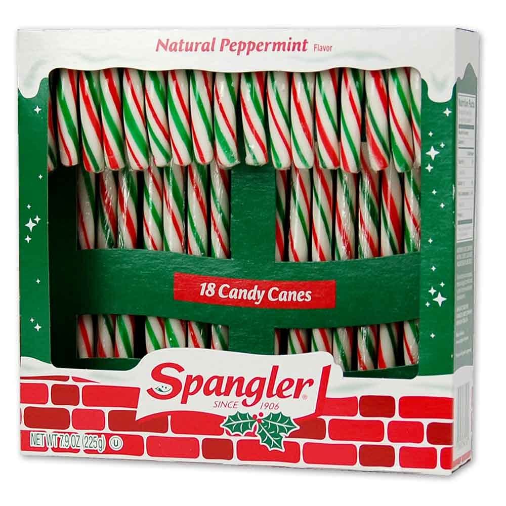 Spangler Classic Red, Green & White Peppermint Candy Canes - Natural Peppermint Flavor, Gluten Free, OU Kosher Certified - 108 Individually Wrapped Canes (6-18 Count Boxes) - Perfect for Christmas Stockings, Holiday Parties & Office Treats