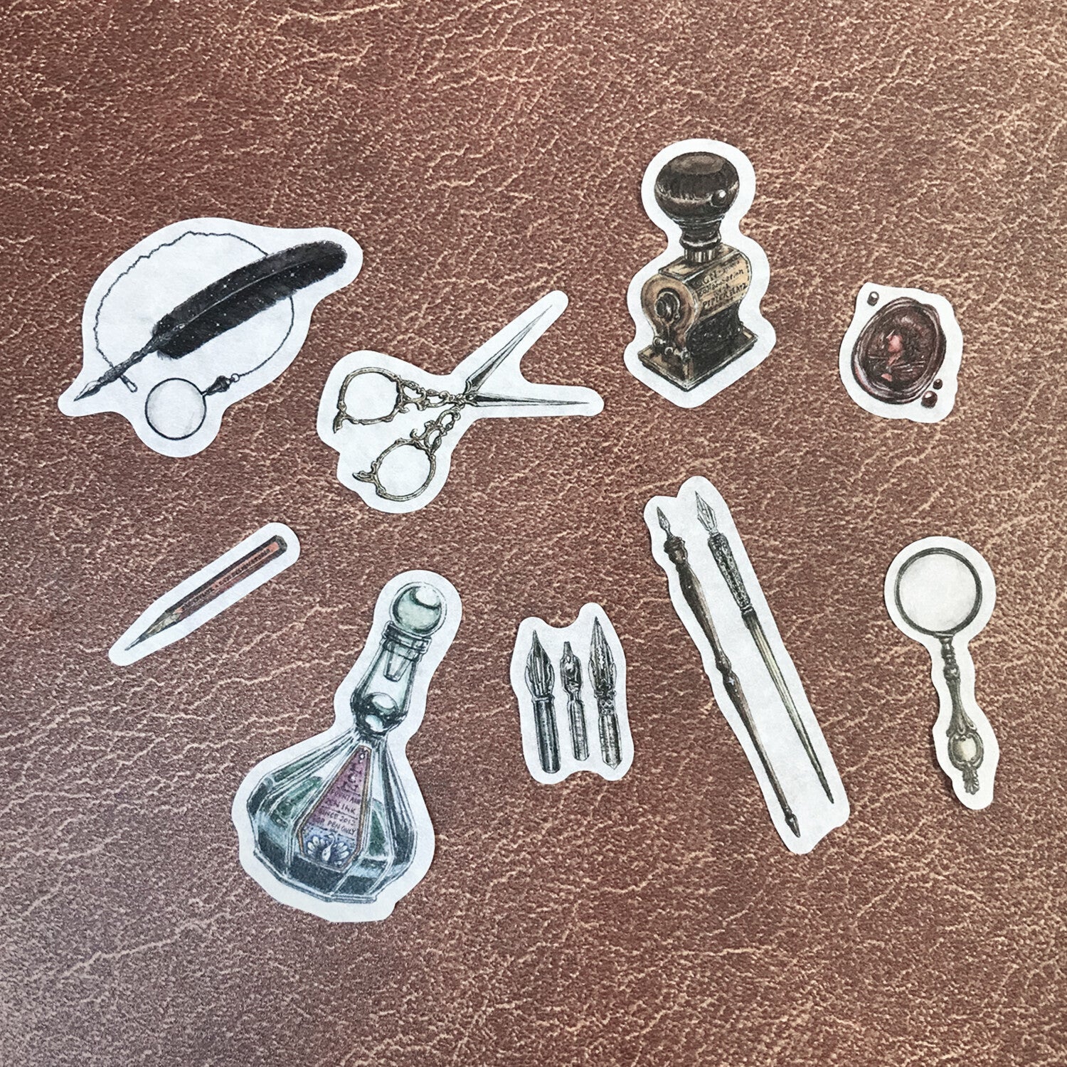 Vintage Flake Stickers for Scrapbooking - 54pcs Antique Stationery Decals - Perfect for Journals, Planners, and DIY Craft Projects