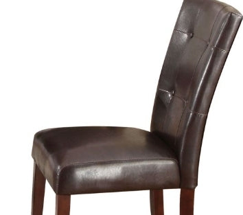 Britney Espresso Synthetic Leather & Walnut Finish Side Chairs (Set of 2) - Modern Dining Room Chairs for Kitchen, Breakfast Nook, or Office Workspace