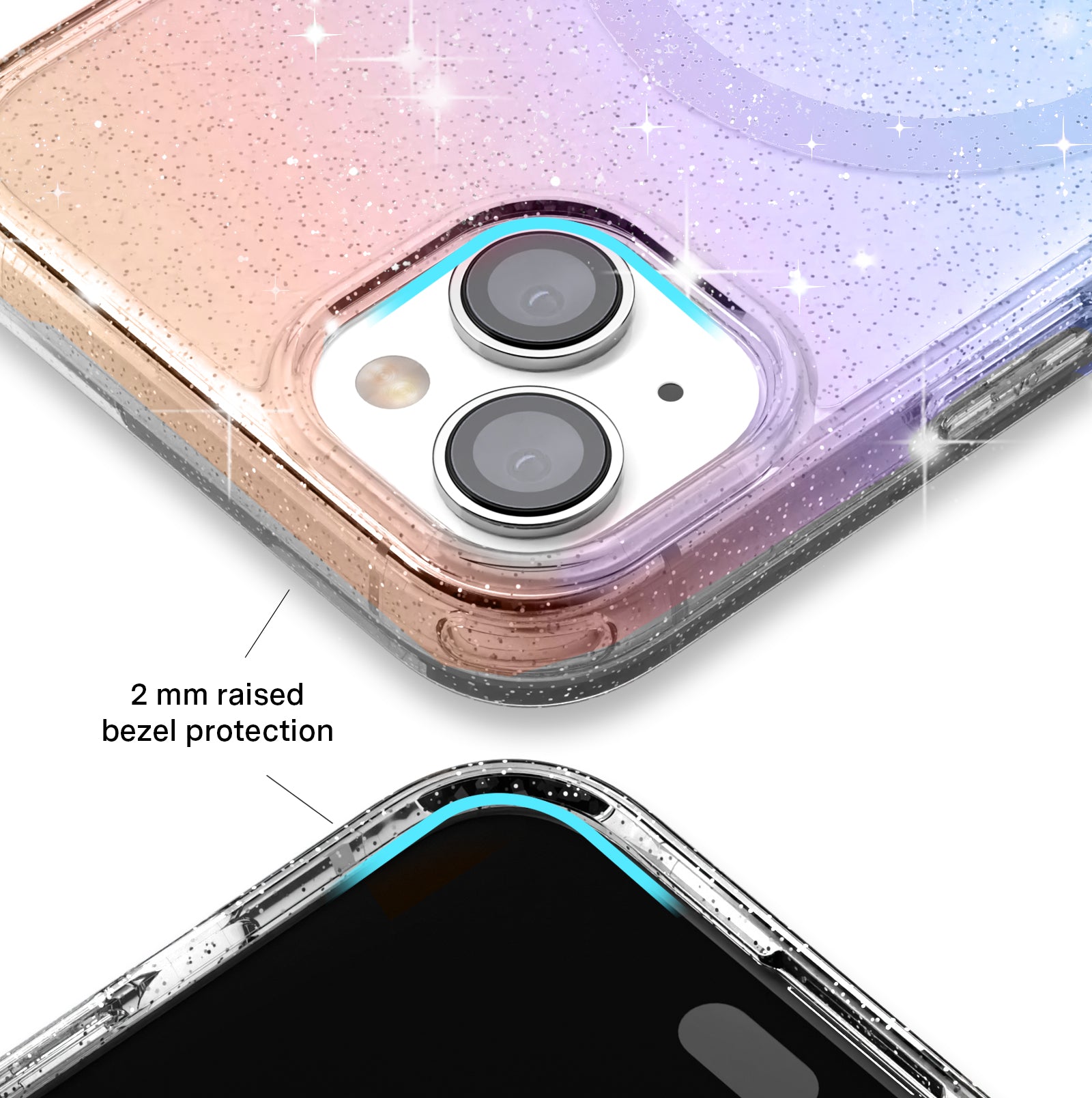 Ombre Stardust Glitter iPhone Case - Sparkling Protective Cover for iPhone 13/14/15 - Trendy Fashion Accessory for Women & Girls - Perfect for Parties, Daily Use & Gift Giving